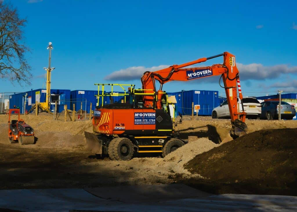 Excavator Operating on The Construction Site